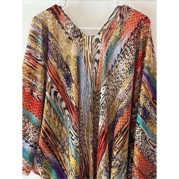 New GlGIO Kimono rainbow leopard print striped pattern with bat sleeves - Picture 7 of 14